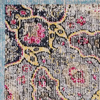 5' X 8' Blue And Yellow Area Rug