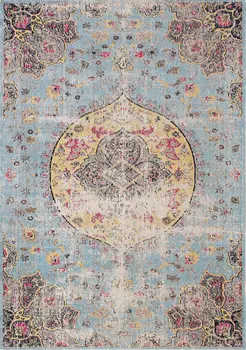 5' X 8' Blue And Yellow Area Rug