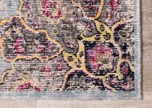 5' X 8' Blue And Yellow Area Rug