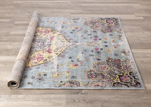 5' X 8' Blue And Yellow Area Rug