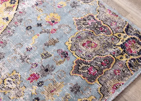 3' X 5' Blue And Yellow Area Rug