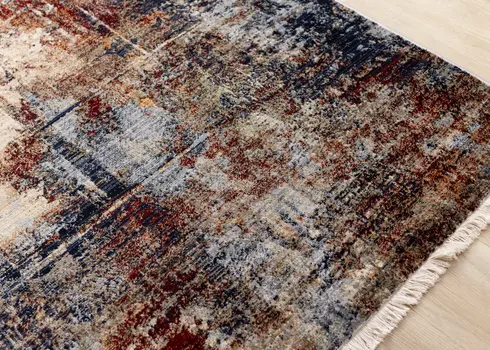 5' X 8' Cream And Blue Area Rug