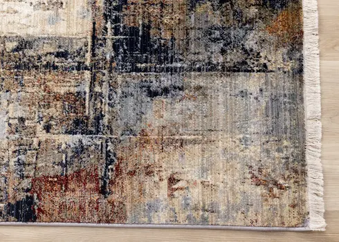 5' X 8' Cream And Blue Area Rug
