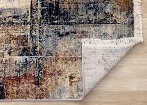 5' X 8' Cream And Blue Area Rug