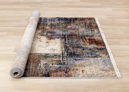 5' X 8' Cream And Blue Area Rug