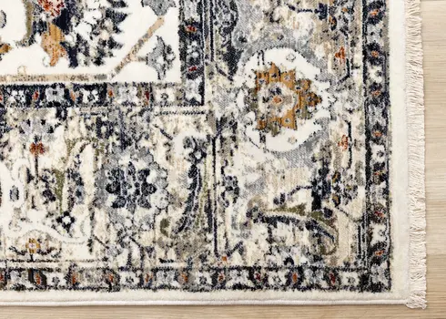 8' X 10' Cream And Blue Abstract Area Rug
