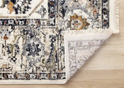 8' X 10' Cream And Blue Abstract Area Rug