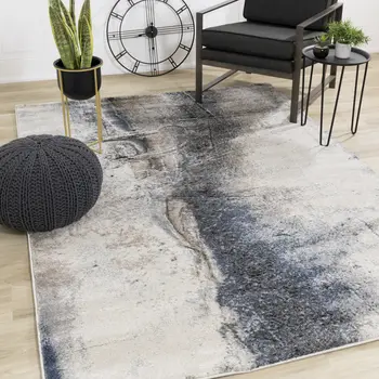 8' X 11' Cream And Blue Area Rug