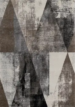 5' X 8' Cream And Brown Geometric Area Rug