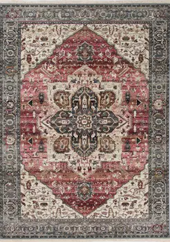 8' X 10' Pink And Cream Abstract Area Rug