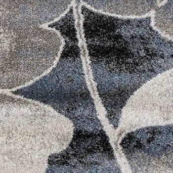 5' X 8' Blue And Cream Botanical Leaves Area Rug