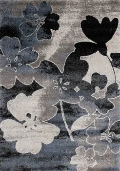 5' X 8' Blue And Cream Botanical Leaves Area Rug