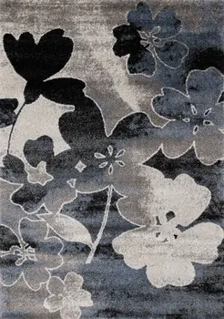 8' X 11' Blue And Cream Botanical Leaves Area Rug