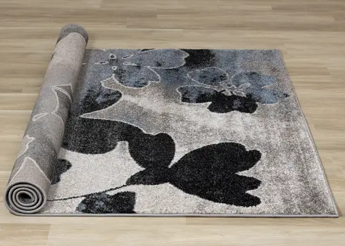 8' X 11' Blue And Cream Botanical Leaves Area Rug