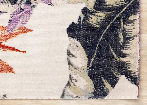 8' X 11' Cream And Beige Botanical Leaves Area Rug
