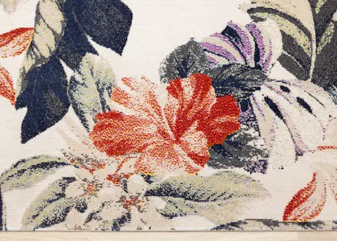 8' X 11' Cream And Beige Botanical Leaves Area Rug