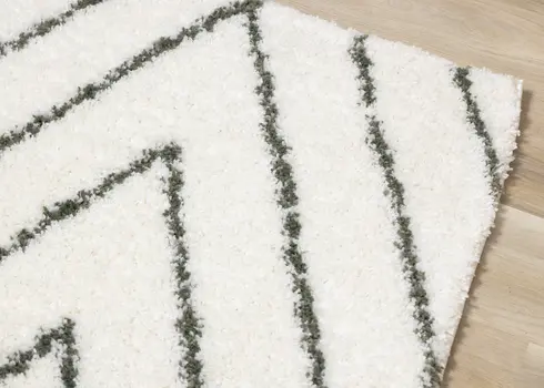 8' X 11' Cream And Green Geometric Area Rug