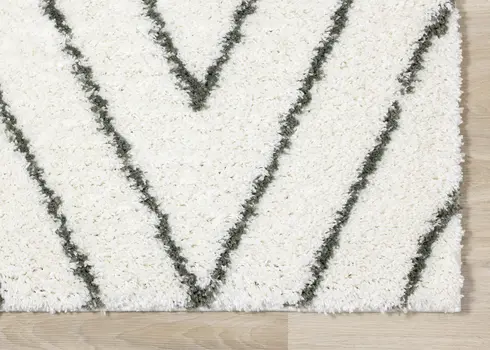 8' X 11' Cream And Green Geometric Area Rug