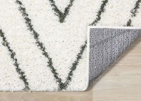 8' X 11' Cream And Green Geometric Area Rug
