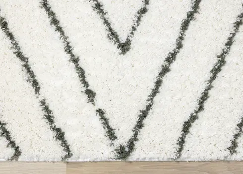 8' X 11' Cream And Green Geometric Area Rug