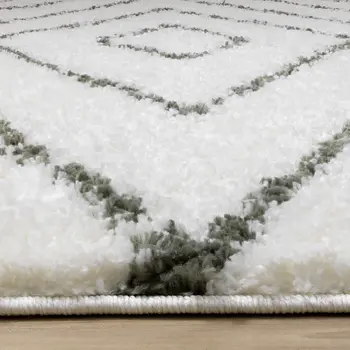 8' X 11' Cream And Green Geometric Area Rug