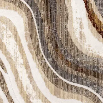 5' X 8' Cream And Beige Abstract Area Rug