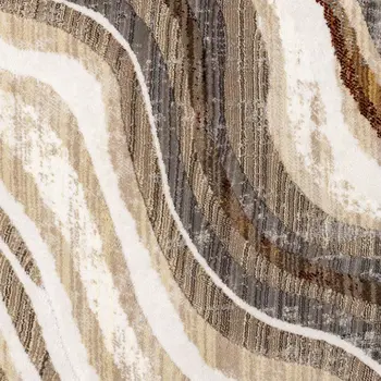 8' Cream And Beige Abstract Runner Rug