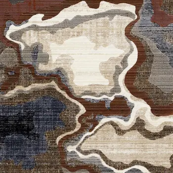8' X 10' Beige And Blue Abstract Area Rug