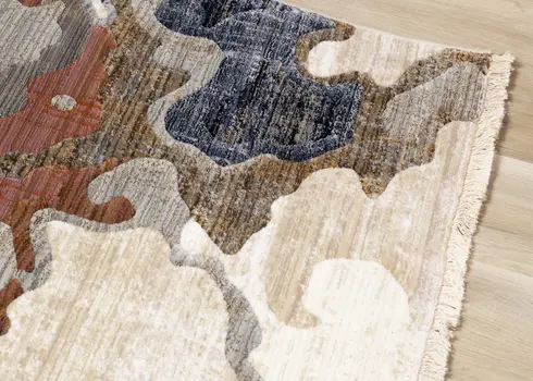 8' X 10' Beige And Blue Abstract Area Rug