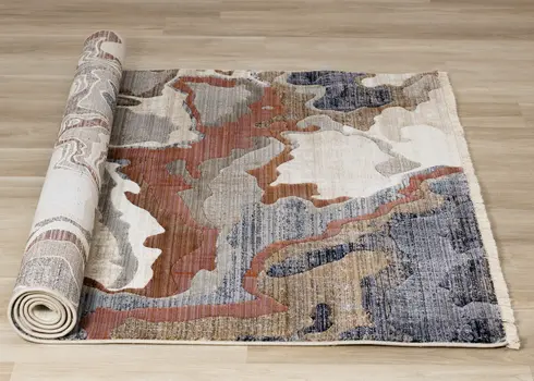 8' X 10' Beige And Blue Abstract Area Rug