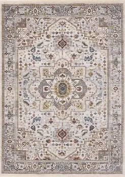 5' X 8' Cream And Blue Area Rug