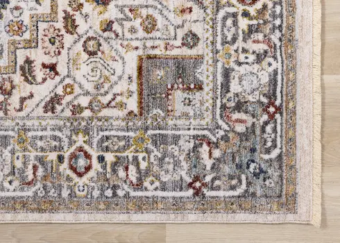 5' X 8' Cream And Blue Area Rug