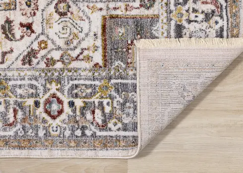 5' X 8' Cream And Blue Area Rug