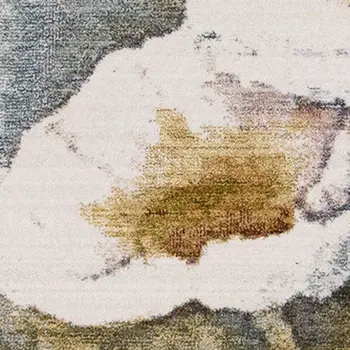 5' X 8' Cream And Blue Botanical Leaves Area Rug