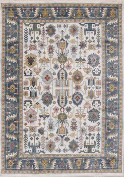 8' X 10' Cream And Blue Area Rug
