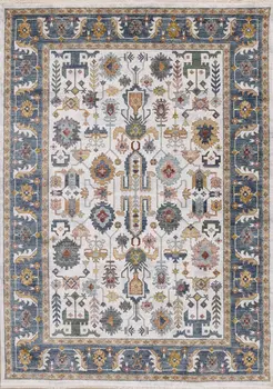 8' X 10' Cream And Blue Area Rug