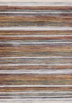 5' X 8' Yellow And Blue Striped Area Rug