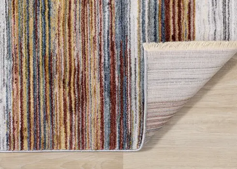 5' X 8' Yellow And Blue Striped Area Rug