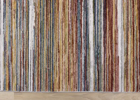 5' X 8' Yellow And Blue Striped Area Rug