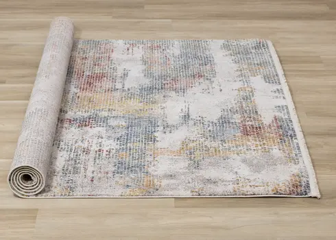 5' X 8' Cream And Blue Area Rug