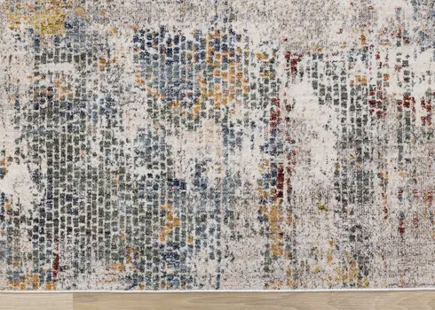 5' X 8' Cream And Blue Area Rug