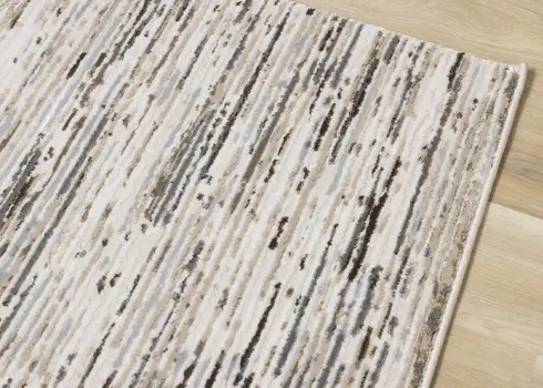 5' X 8' Cream And Brown Striped Area Rug