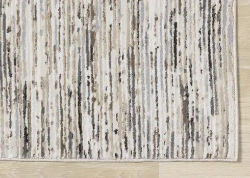 5' X 8' Cream And Brown Striped Area Rug