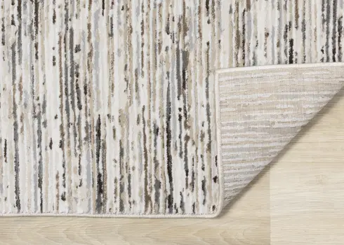 5' X 8' Cream And Brown Striped Area Rug