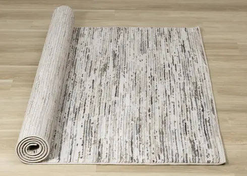 5' X 8' Cream And Brown Striped Area Rug