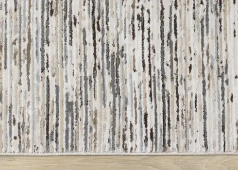 5' X 8' Cream And Brown Striped Area Rug