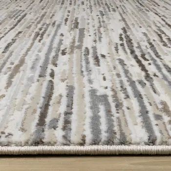 5' X 8' Cream And Brown Striped Area Rug