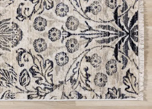 5' X 8' Cream And Blue Abstract Area Rug