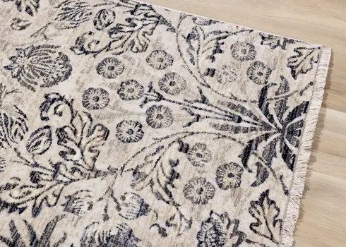 8' X 10' Cream And Blue Abstract Area Rug