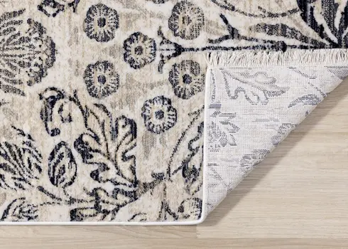 8' X 10' Cream And Blue Abstract Area Rug